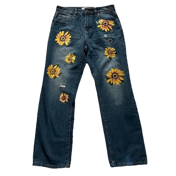 Misslook Womens Sunflower Black Jeans Light Distressed Frayed Faded Size M - Picture 1 of 6